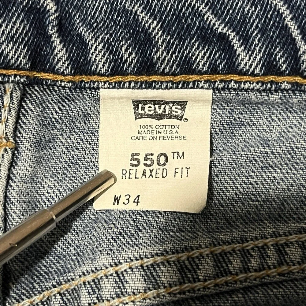 Levis Vintage Jean Shorts Jorts 560 Wide Leg Orange Tab Denim Men 34 1990s USA